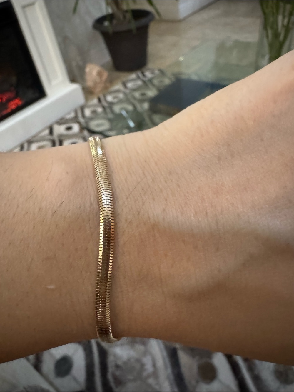 14k Solid Gold Italian Herringbone Bracelet - Women Jewelry